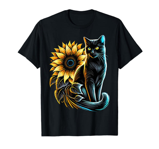 Cats Lover Cat Sunflower T-Shirt