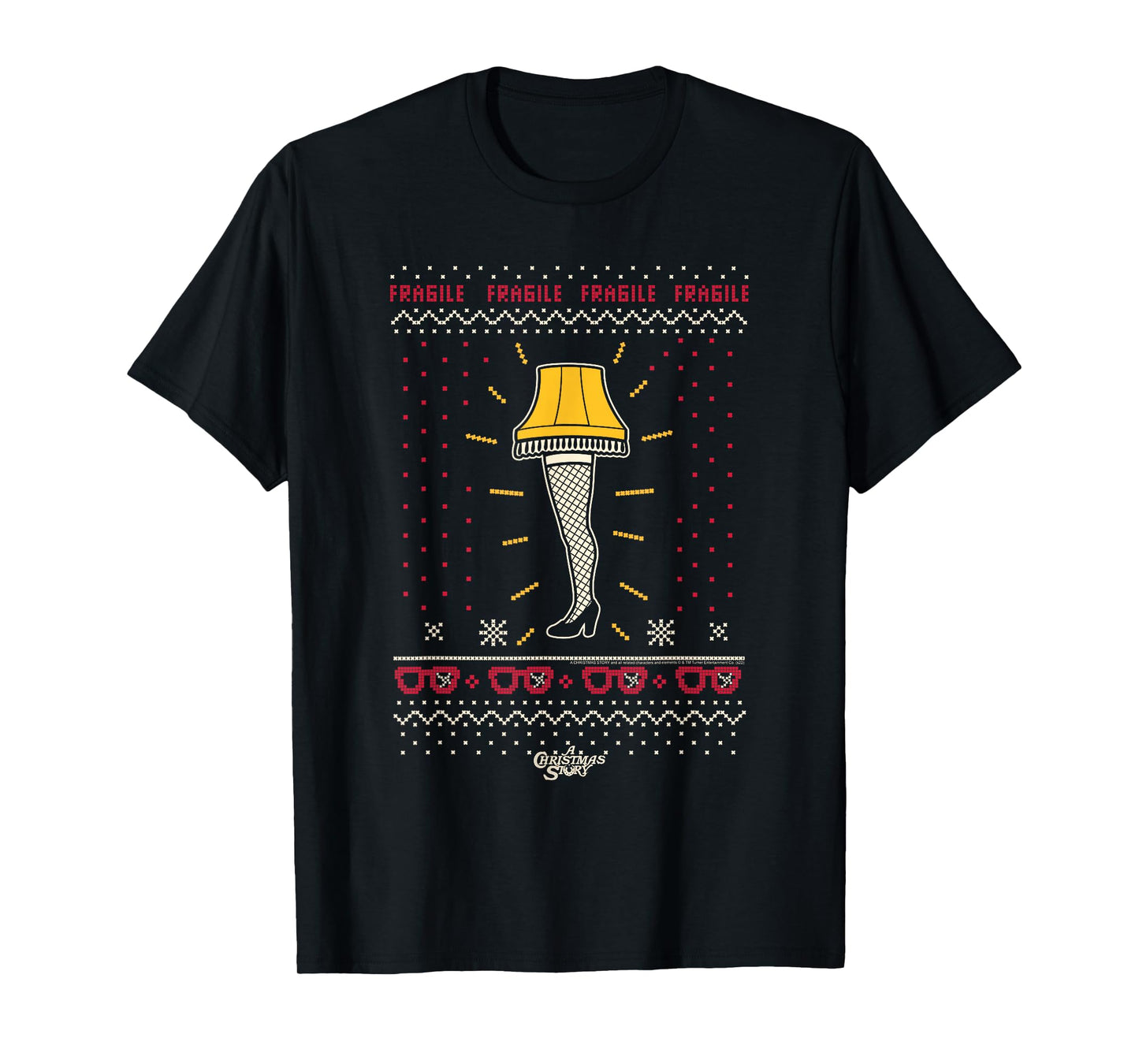 A Christmas Story Fragile Leg Lamp Sweater Print Xmas Movie T-Shirt