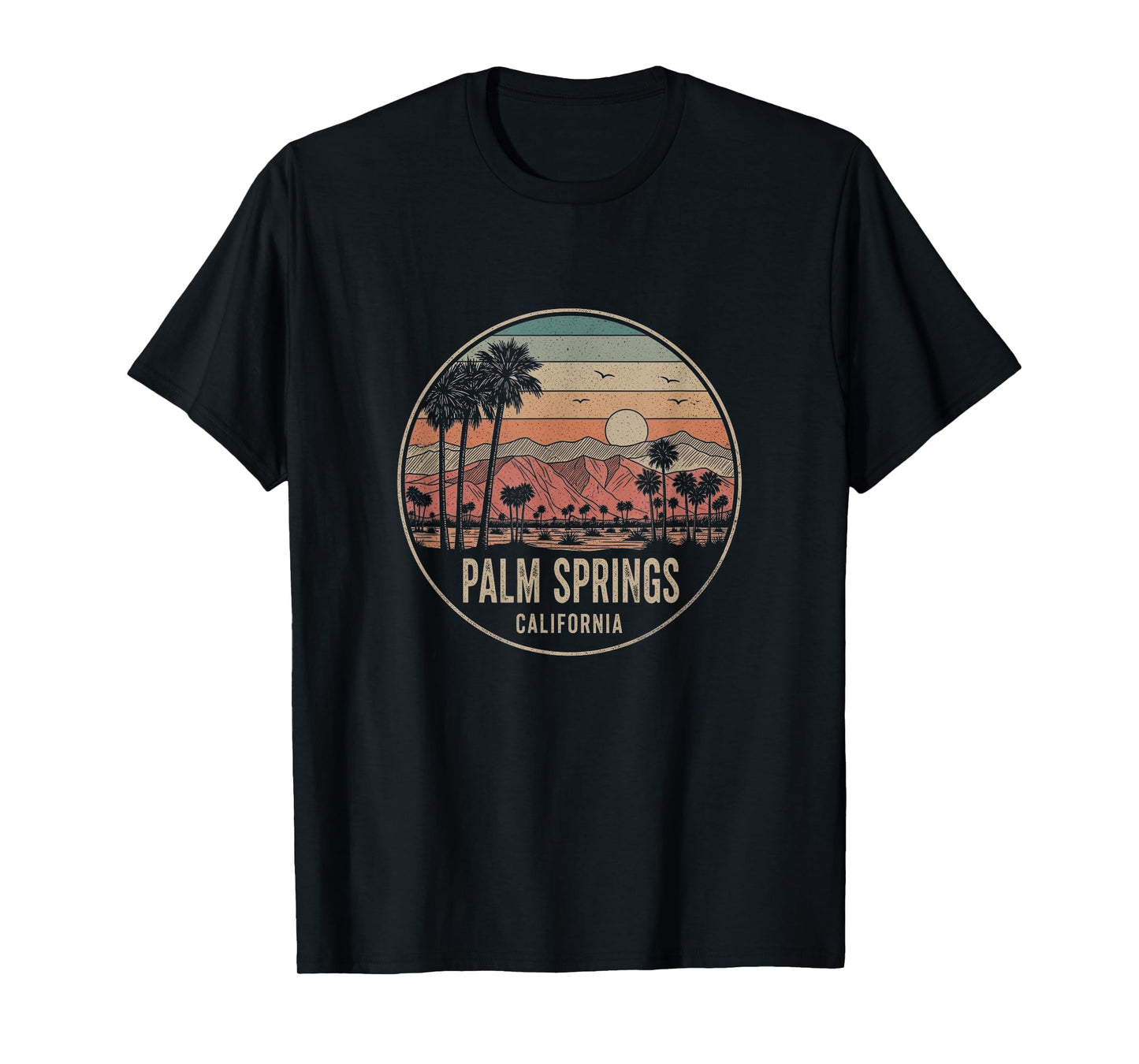 Retro Palm Springs California Drawing Art Design T-Shirt