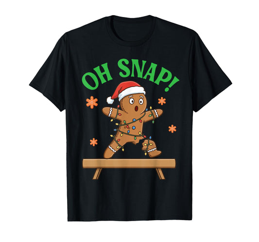 Gingerbread Gymnastics Christmas Cookie Oh Snap Santa Hat T-Shirt
