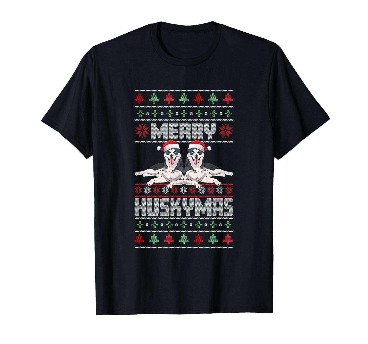 Siberian Husky Xmas Santa Dog Lover Ugly Christmas Husky T-Shirt