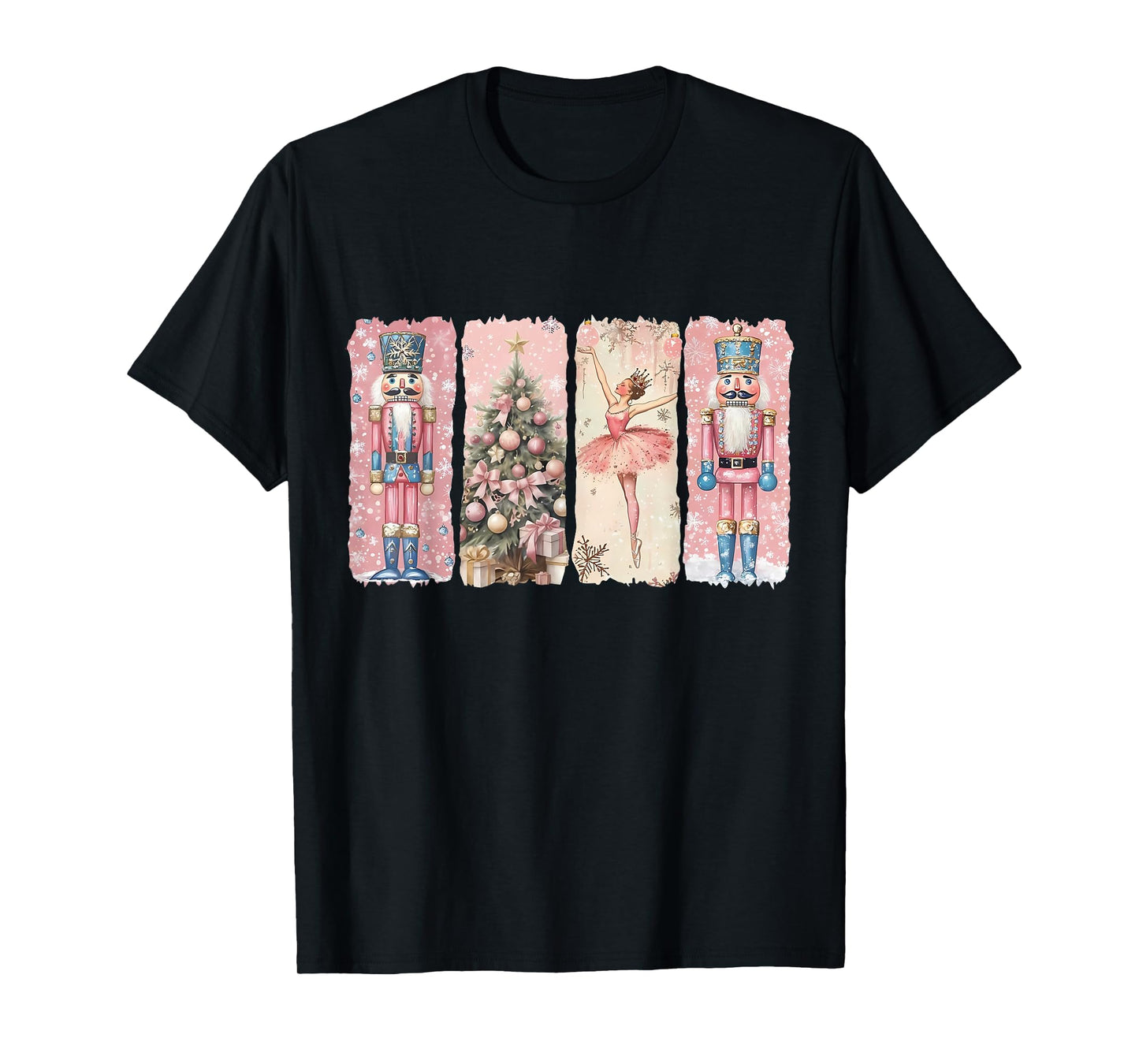 Preppy Retro Pink Nutcrackers Ballet Sugar Plum Fairy Xmas T-Shirt