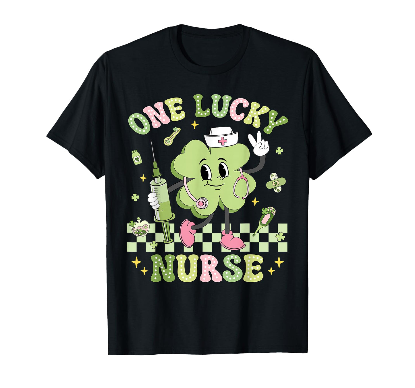 One Lucky Nurse St Patrick's Day Shamrock Irish Women Girl T-Shirt