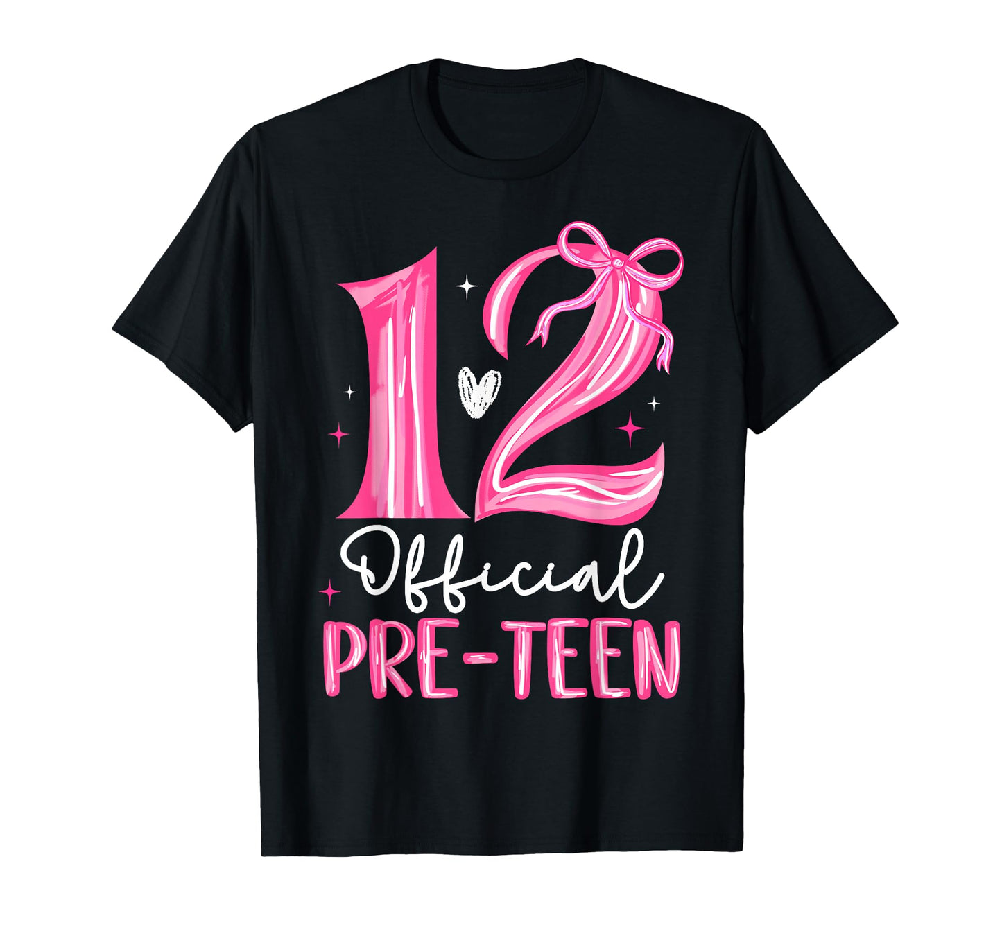 12 Official Pre-Teen 12th Birthday Girl Bow 12 Year Old Kids T-Shirt