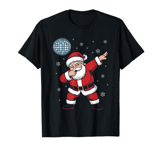 Christmas Disco Ball Dabbing Disco Santa T-Shirt