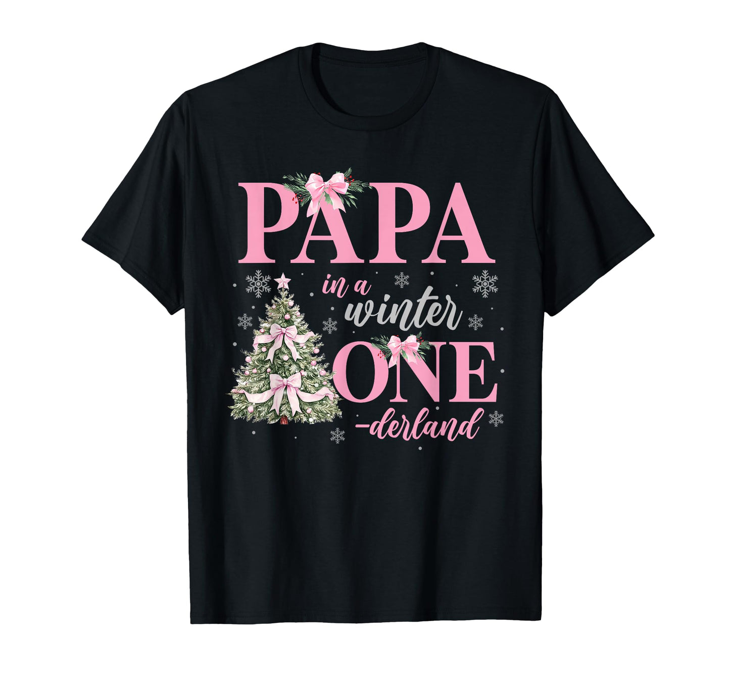 Papa in a Winter Onederland Birthday Girl Christmas Tree T-Shirt