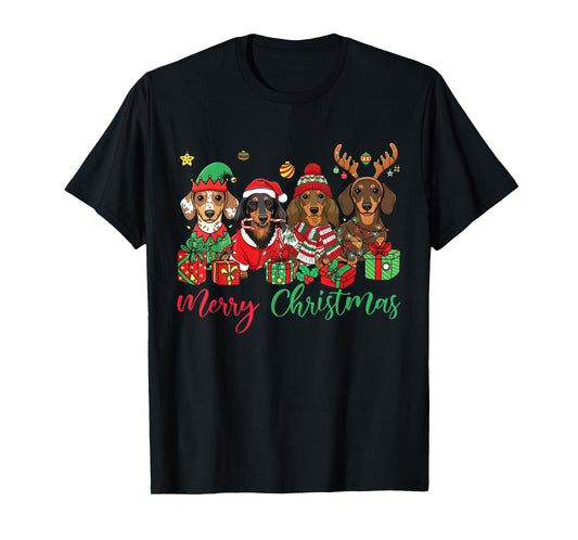 Dachshund Dog Christmas Lights Santa Xmas Pet Dog Lover T-Shirt