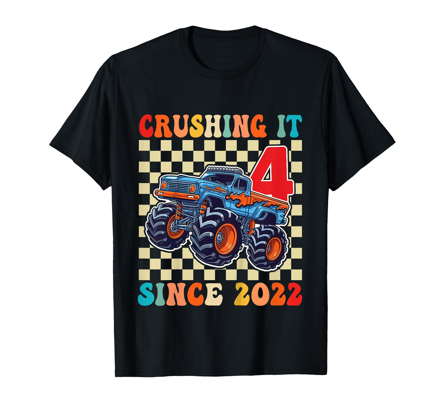 Birthday Monster Truck 4 Year Old Boys 4th Party Born 2022 T-Shirt
