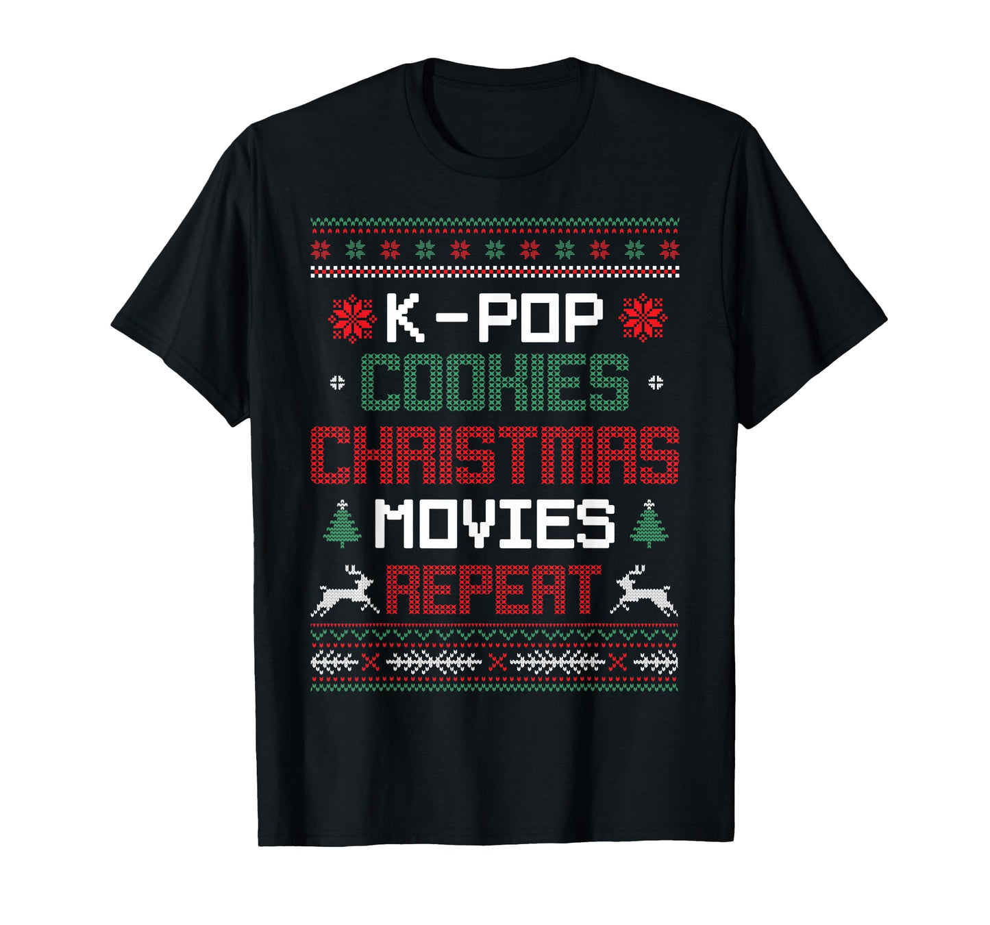 K-Pop Cookies Christmas Movies Repeat Korean Pop Music Xmas T-Shirt