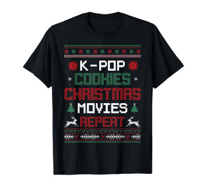 K-Pop Cookies Christmas Movies Repeat Korean Pop Music Xmas T-Shirt