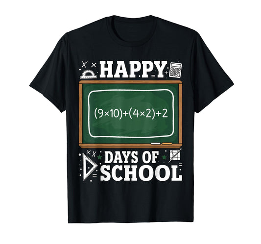 Math Equation Happy 100 Days of School Teacher Kids Funny T-Shirt