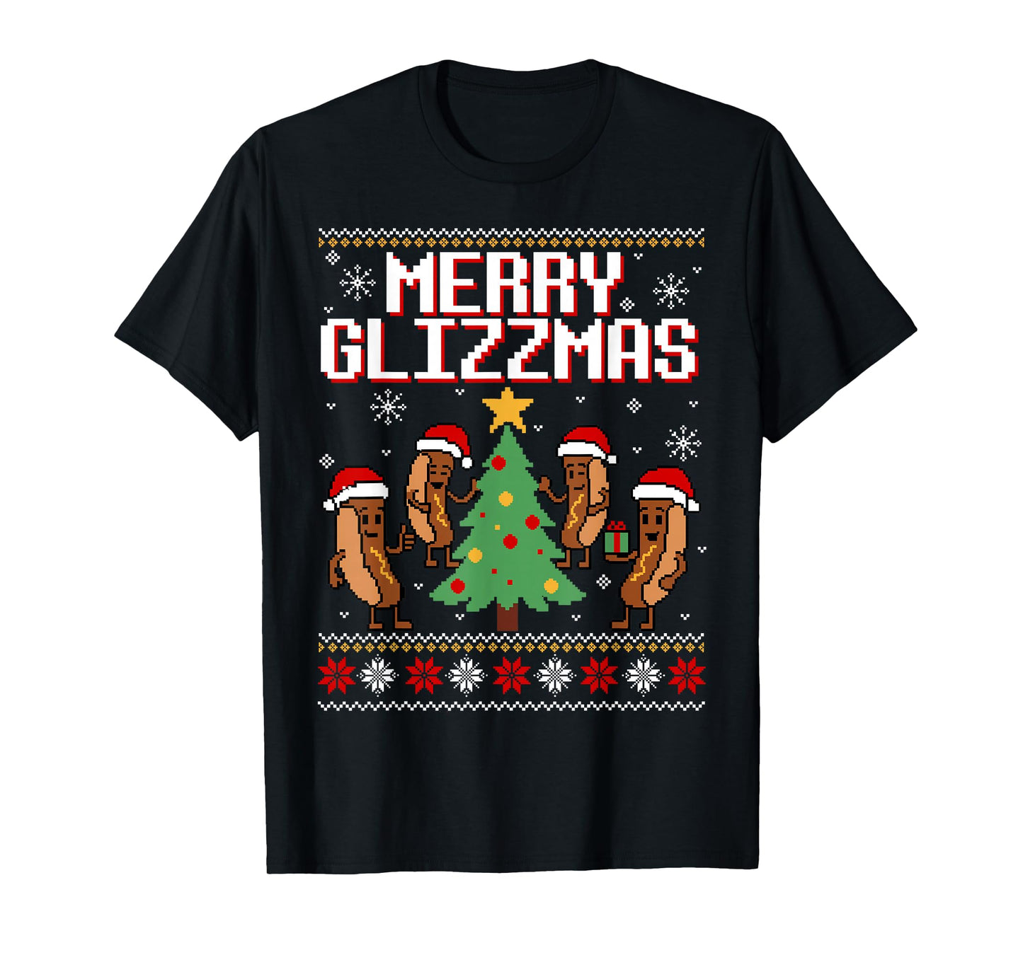Merry Glizzmas Funny Merry Christmas Hotdogs Xmas Gift T-Shirt