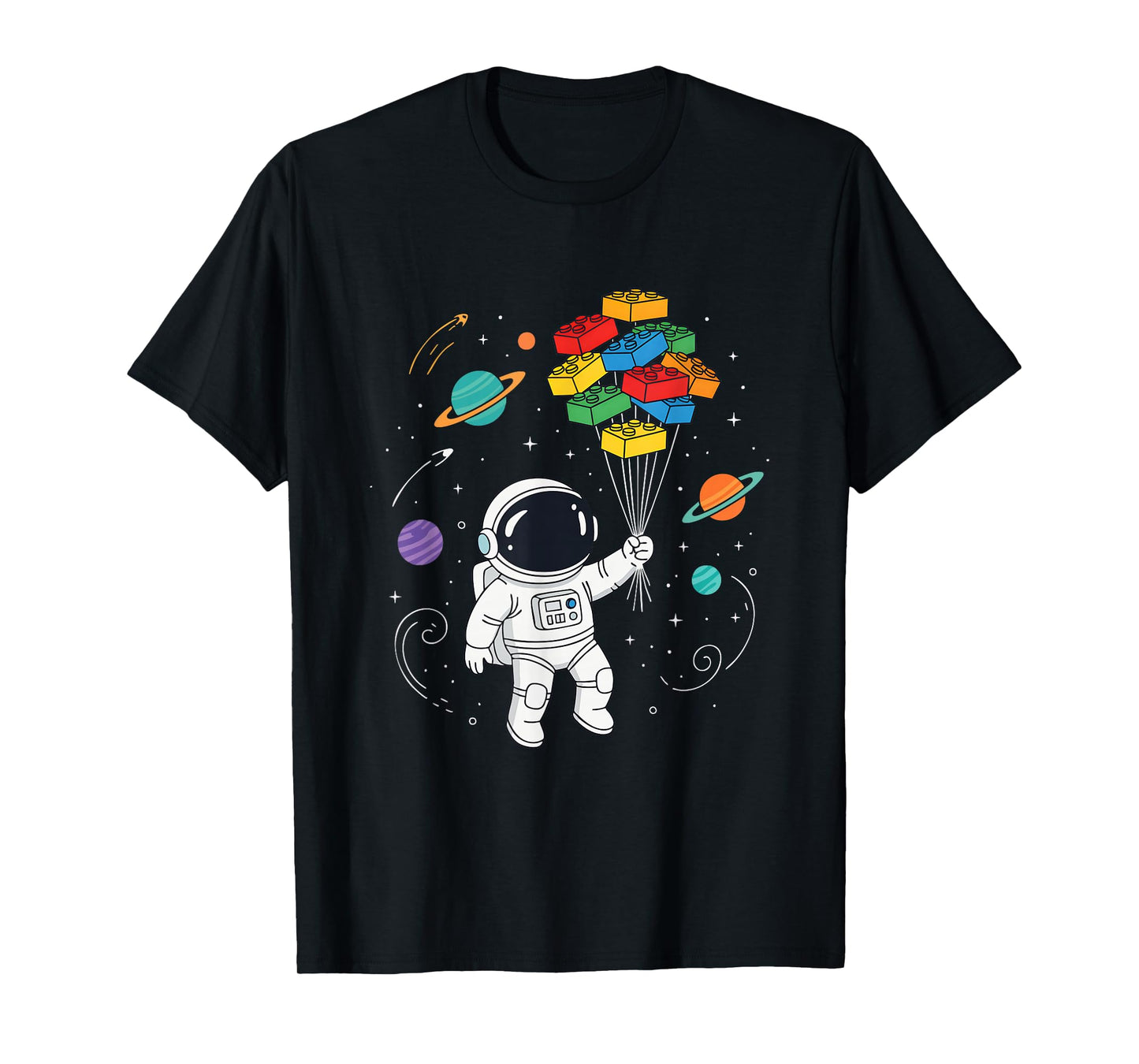 Astronaut Building Blocks - Brick Builder Block Building T-Shirt