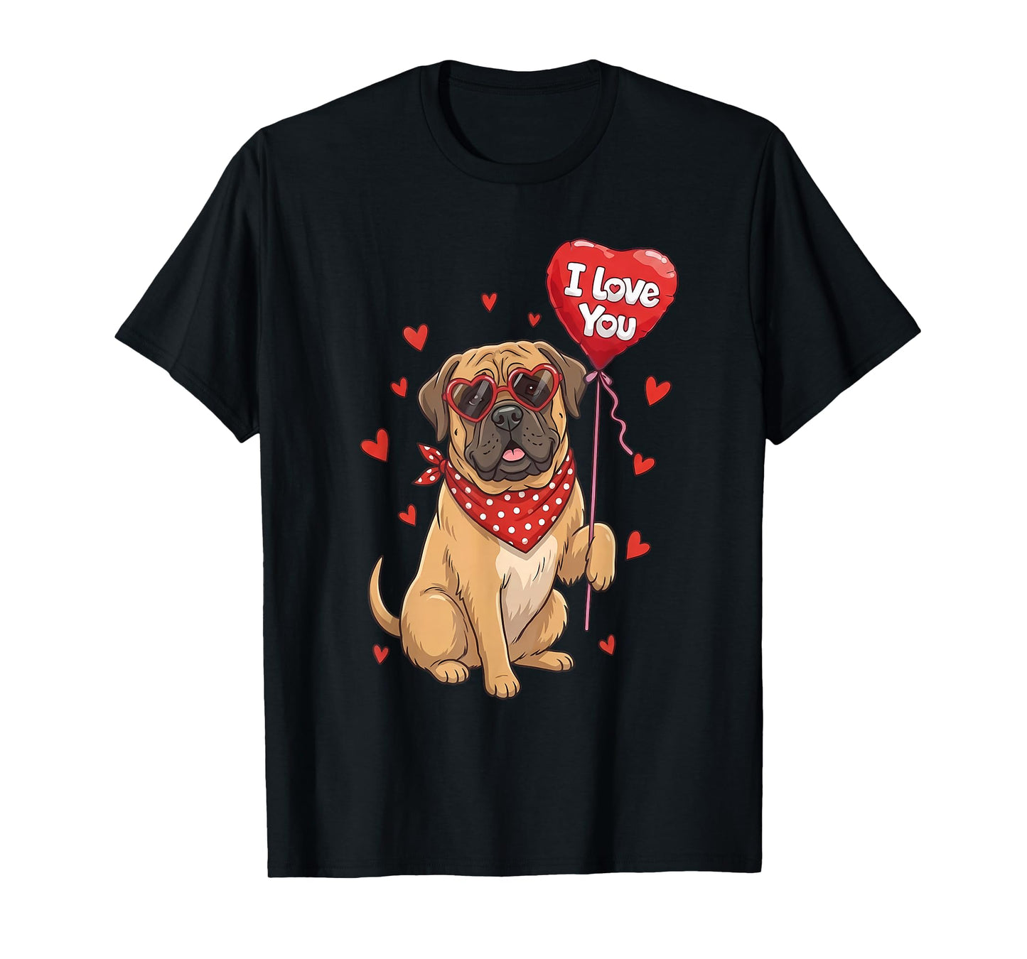 Mastiff Valentine Heart I Love You Dog Lovers T-Shirt