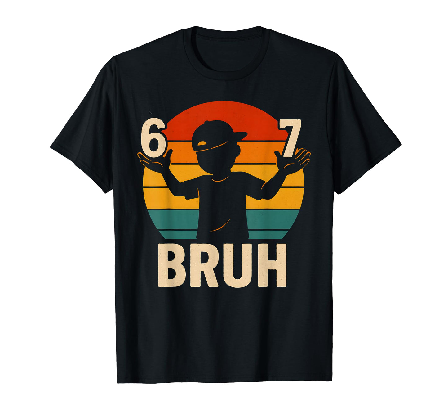 67 Bruh Retro Boy 6 7 Meme Kids Kindergarten Teen Funny 6-7 T-Shirt