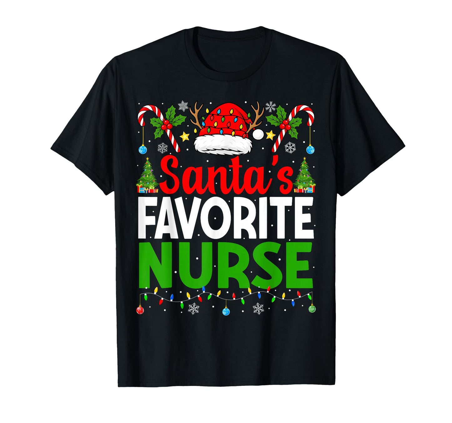 Santas Favorite Nurse RN Christmas Nursing Christmas Nurse T-Shirt