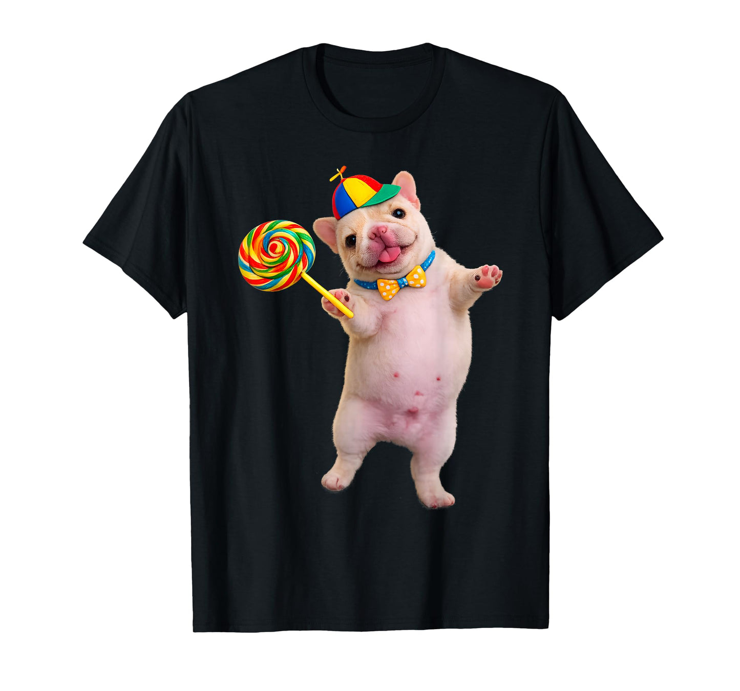 Funny Silly Pibble Dog with Lollipop Meme for Dog Lover Tee T-Shirt