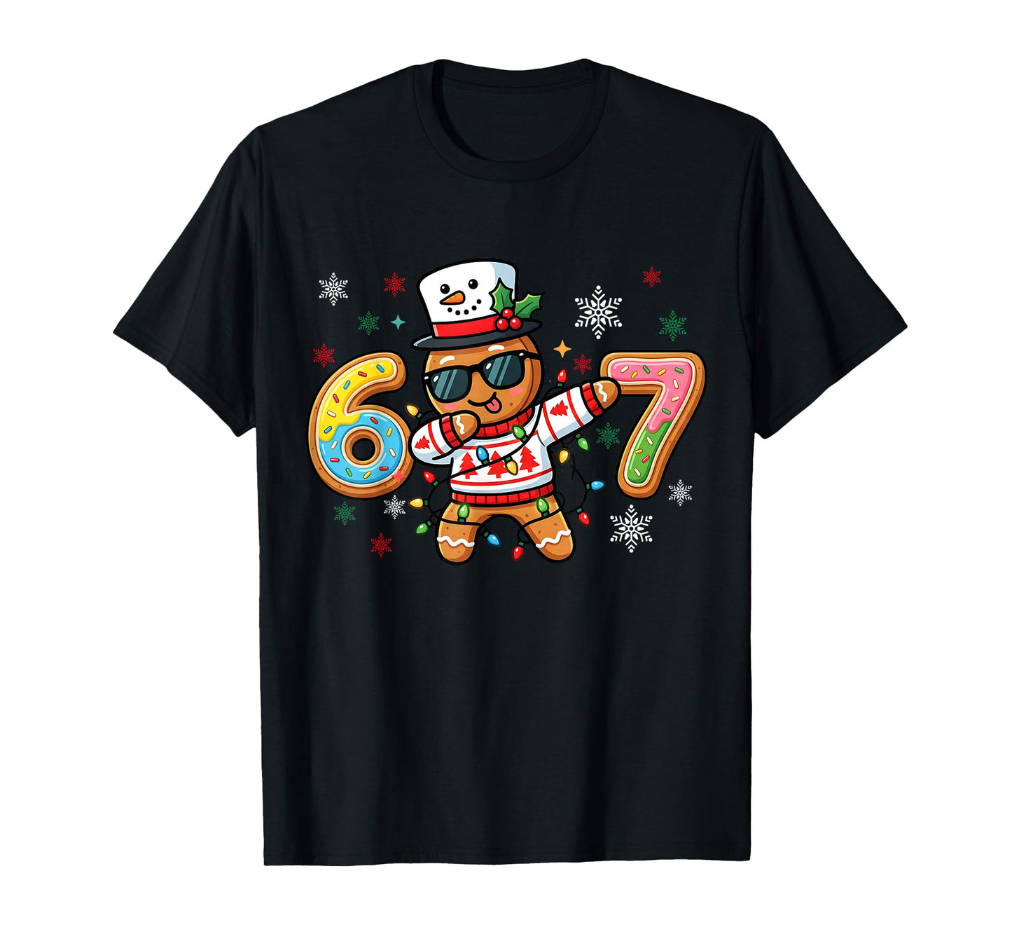 Gingerbread Dance dab Christmas Six Seven 67 Ice Cream Drip T-Shirt
