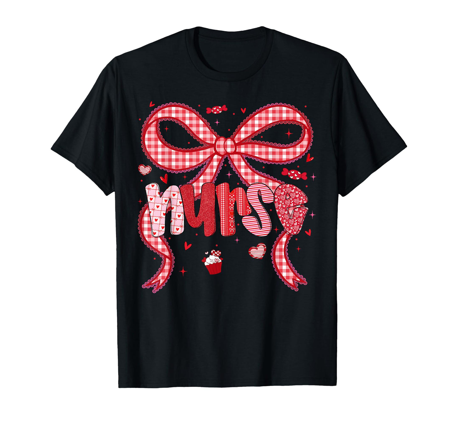 Valentine Nurse Coquette Bow Stethoscope Girl Women T-Shirt