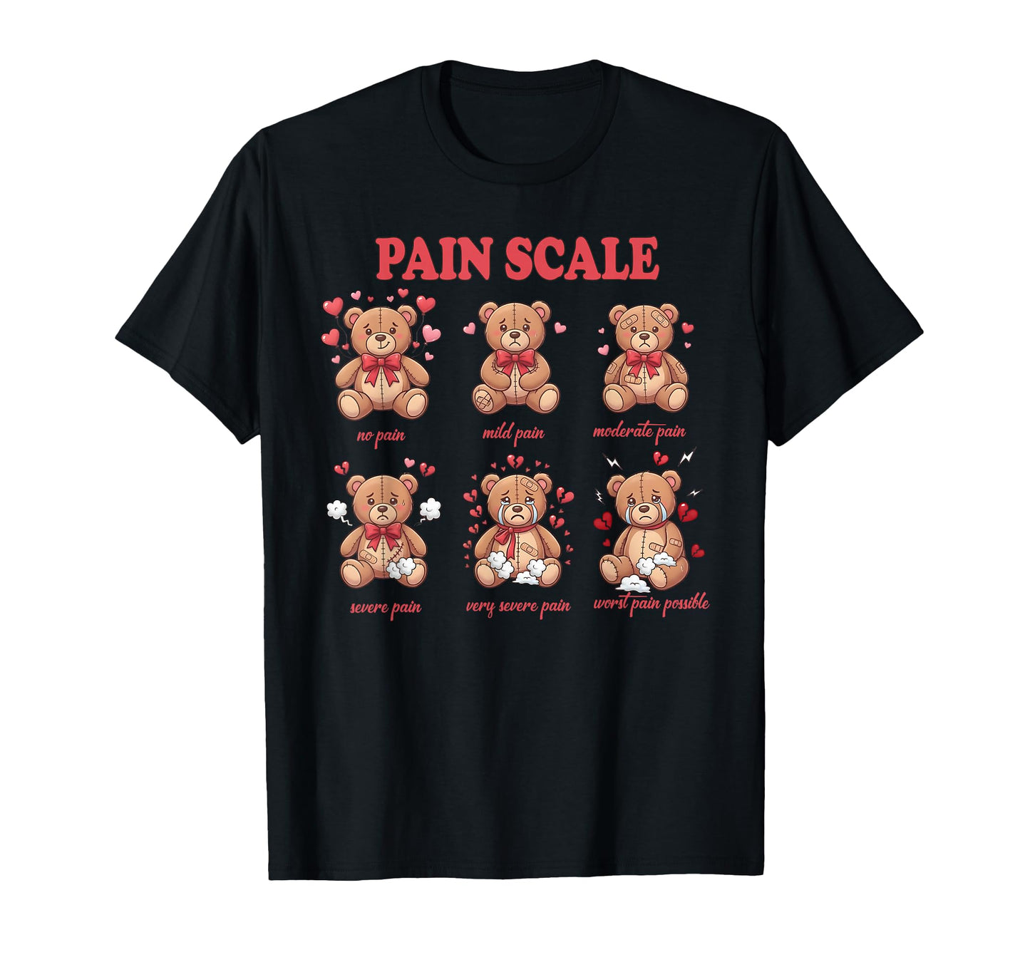 Funny Pain Scale Valentines Day Trauma Nurse Doctor Medical T-Shirt