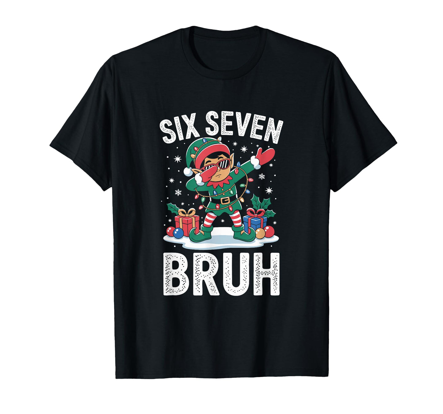 Funny Elf Dab 67 Six Seven Burh Christmas 6 7 Meme Dabbing T-Shirt