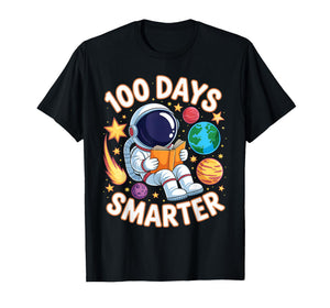100 Days Smarter Space Astronaut 100th Day School Boys Kids T-Shirt