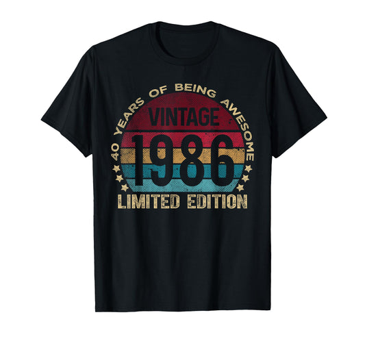 40 Year Old Gifts Vintage 1986 Limited Edition 40th Birthday T-Shirt