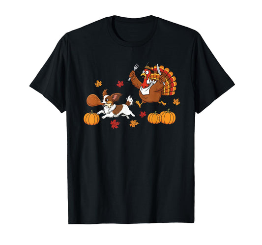 Funny Papillon Turkey Autumn Thanksgiving Womens Mens Kids T-Shirt