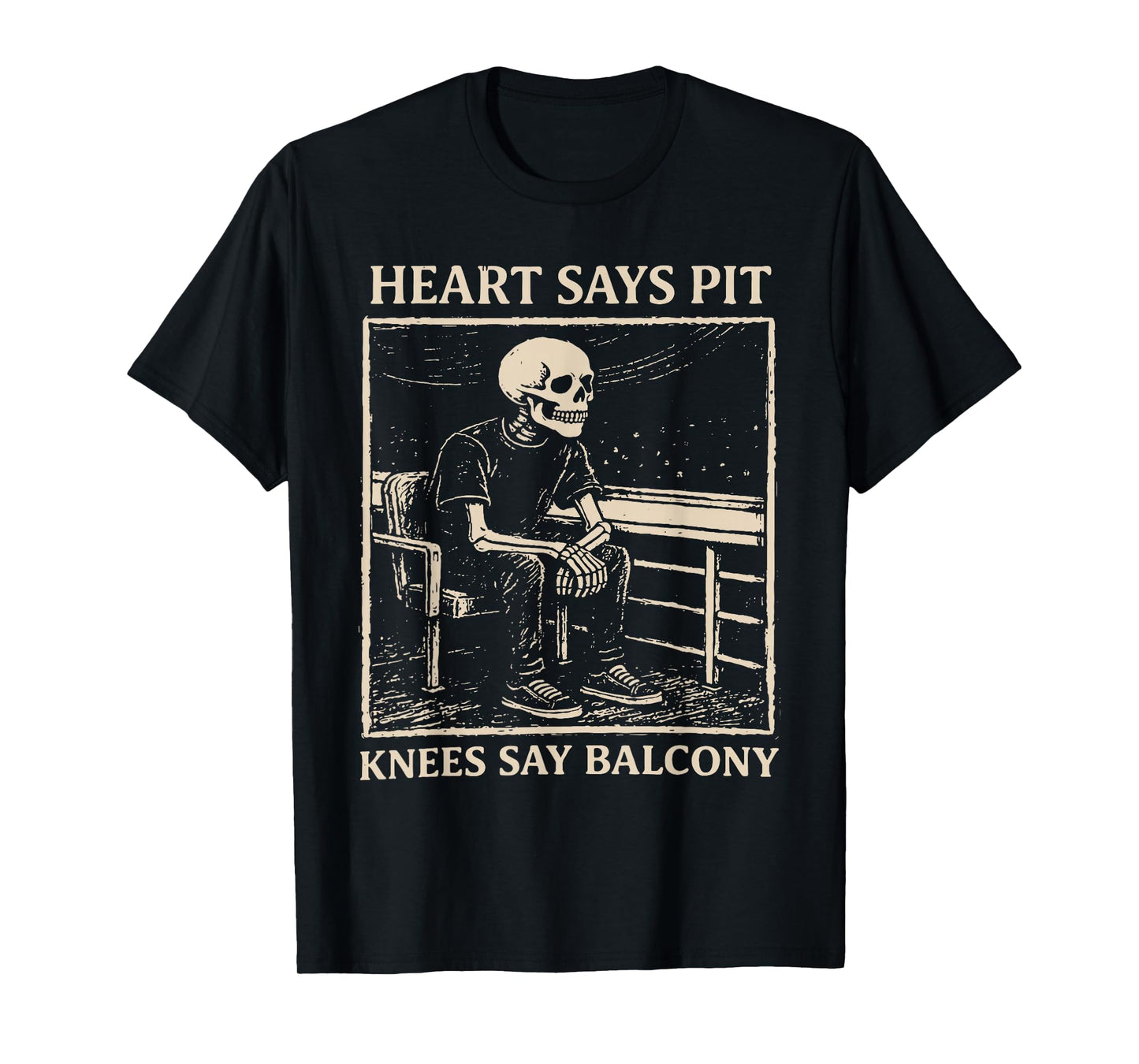Heart Says Pit Knees Say Balcony Retro Vintage T-Shirt