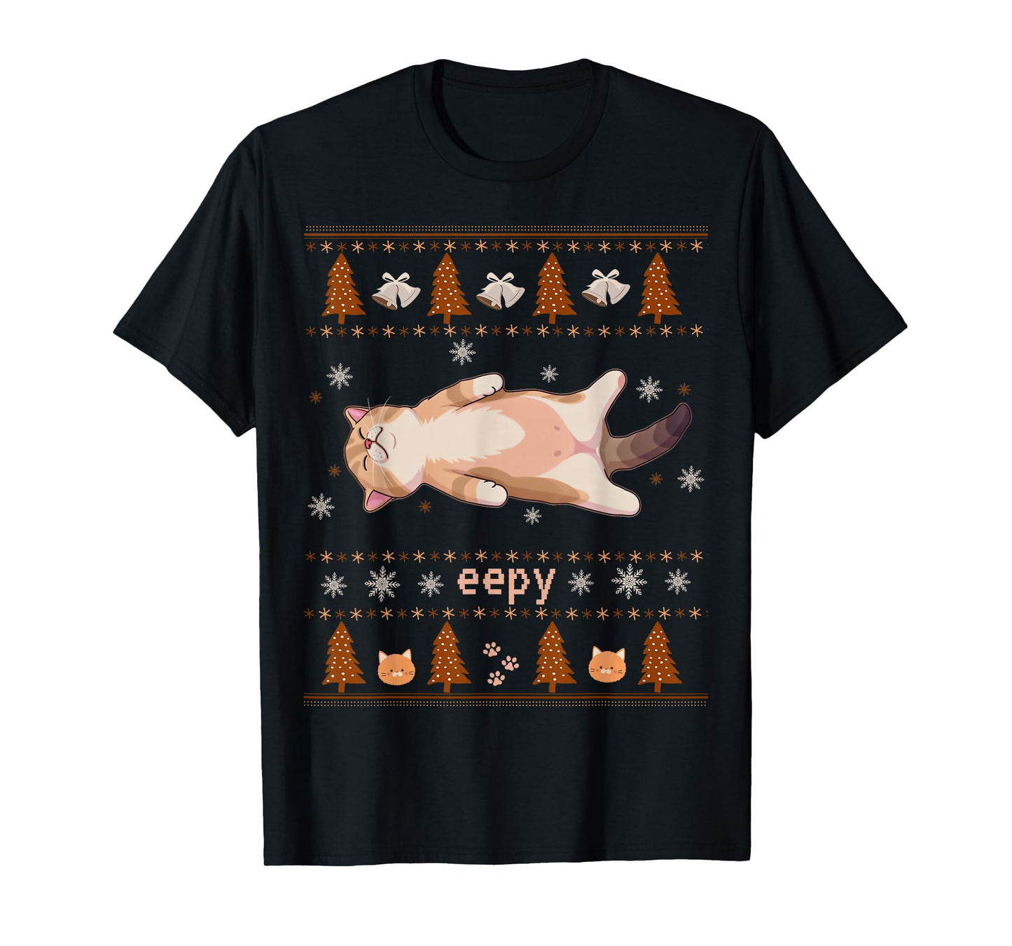Christmas Eepy Cat Meme Silly Festive Cozy Sleepy Humor T-Shirt
