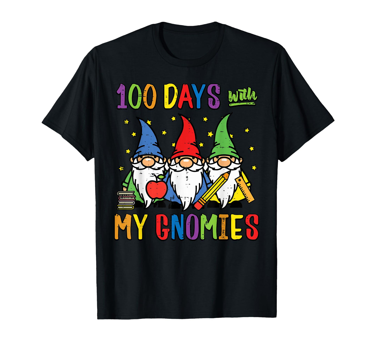 100 Days of School with Gnomies Funny 100th Day Women Kids T-Shirt