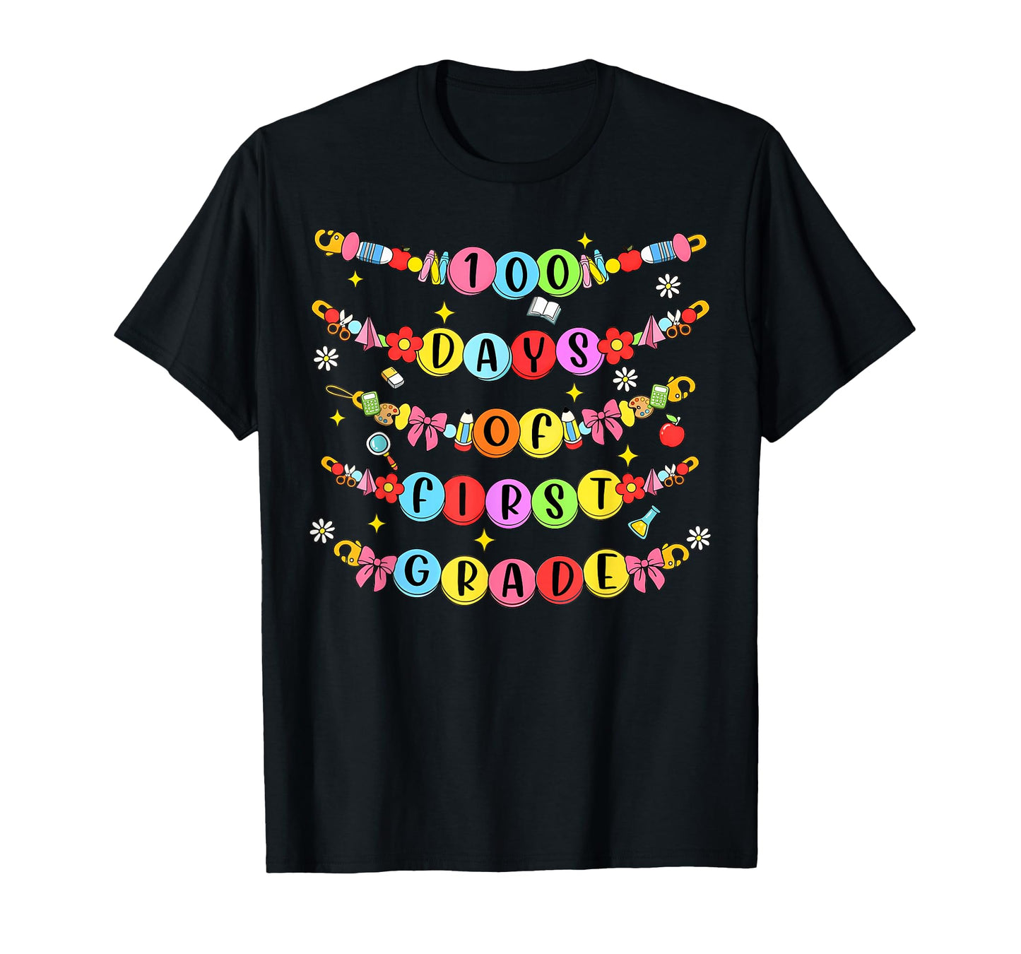 100 Days of First Grade Teacher Kid Friendship Bracelet T-Shirt