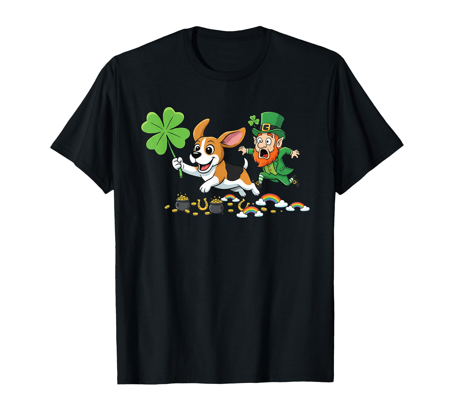 Funny Beagle Clover St Patricks Day Womens Mens Kids T-Shirt