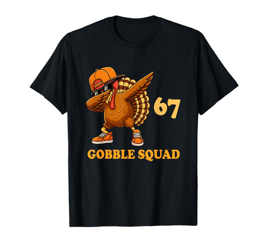 67 Gobble Squad Dabbing Turkey Thanksgiving Design Boys Kids T-Shirt