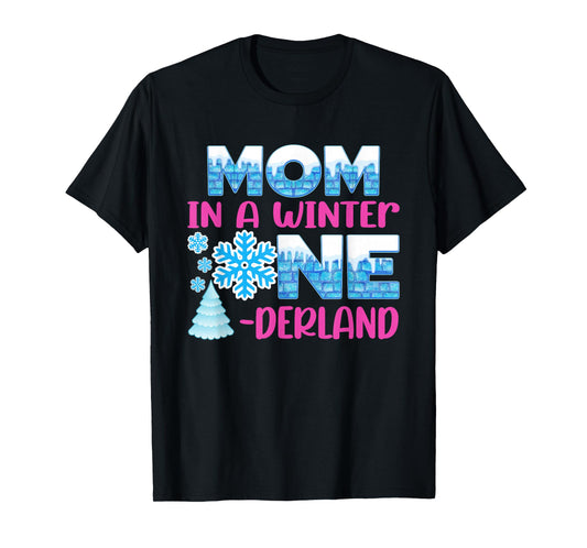 Mom in A Winter Onederland Bday Girl Sweet Snowflake T-Shirt