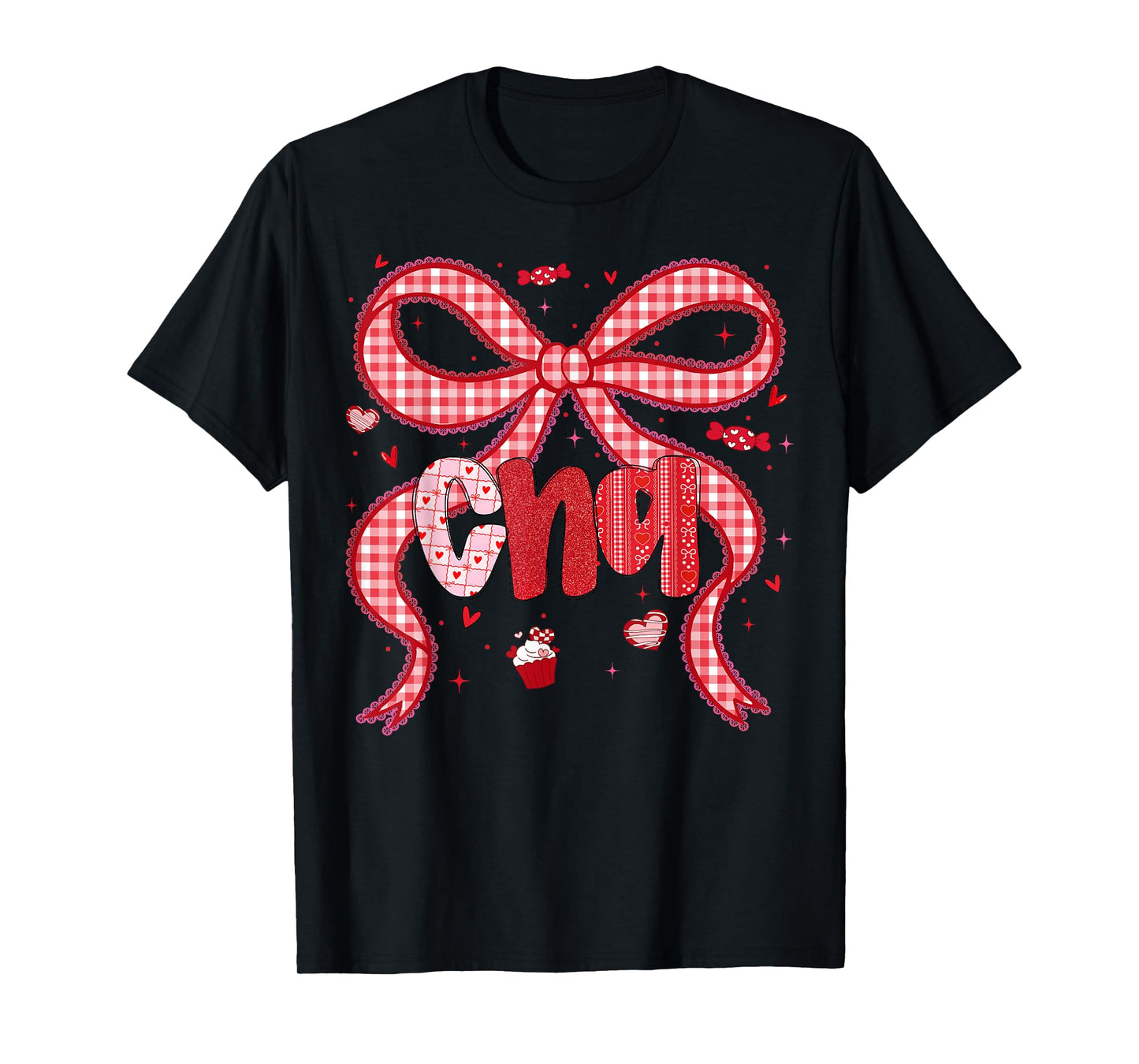 Valentine CNA Nurse Coquette Bow Stethoscope Girl Women T-Shirt