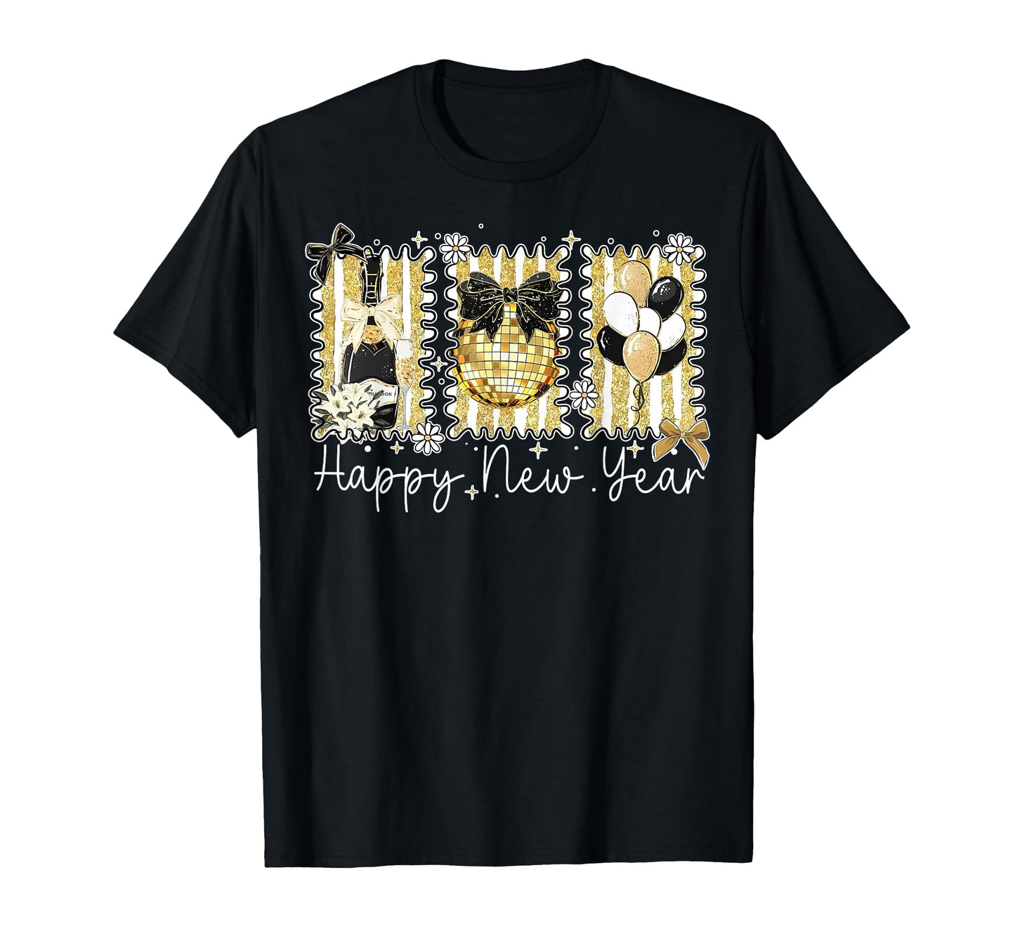 Happy New Year 2026 Disco Ball Bow New Year's Eve Party T-Shirt