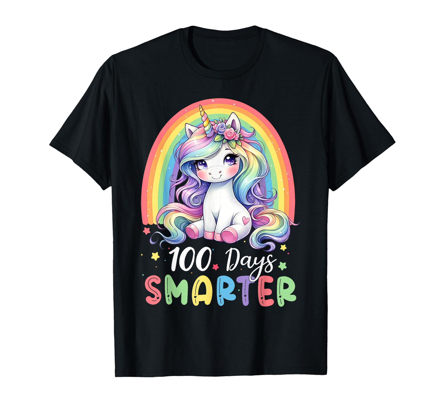 100 Days Smarter Kids Girls Unicorn 100th Day of School T-Shirt