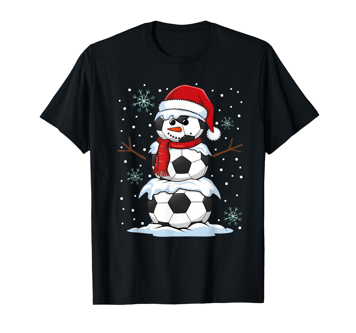 Christmas Soccer Ball Funny Snowman Xmas Pajamas Men Boys T-Shirt