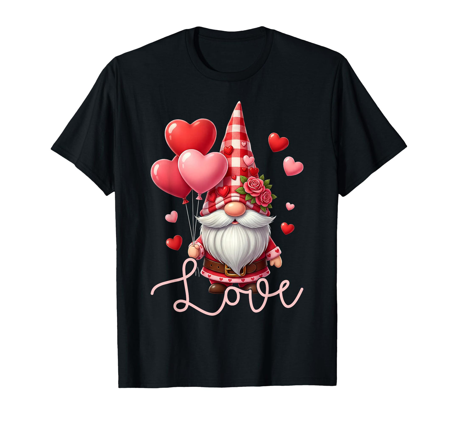 Love Valentines Gnomes Cute Red Hearts Gnome Women Girls T-Shirt