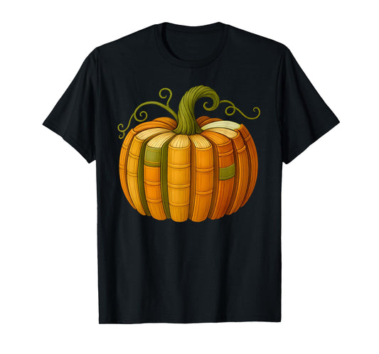 Pumpkin Made Out of Books Tee Reading Halloween Teacher Fall T-Shirt