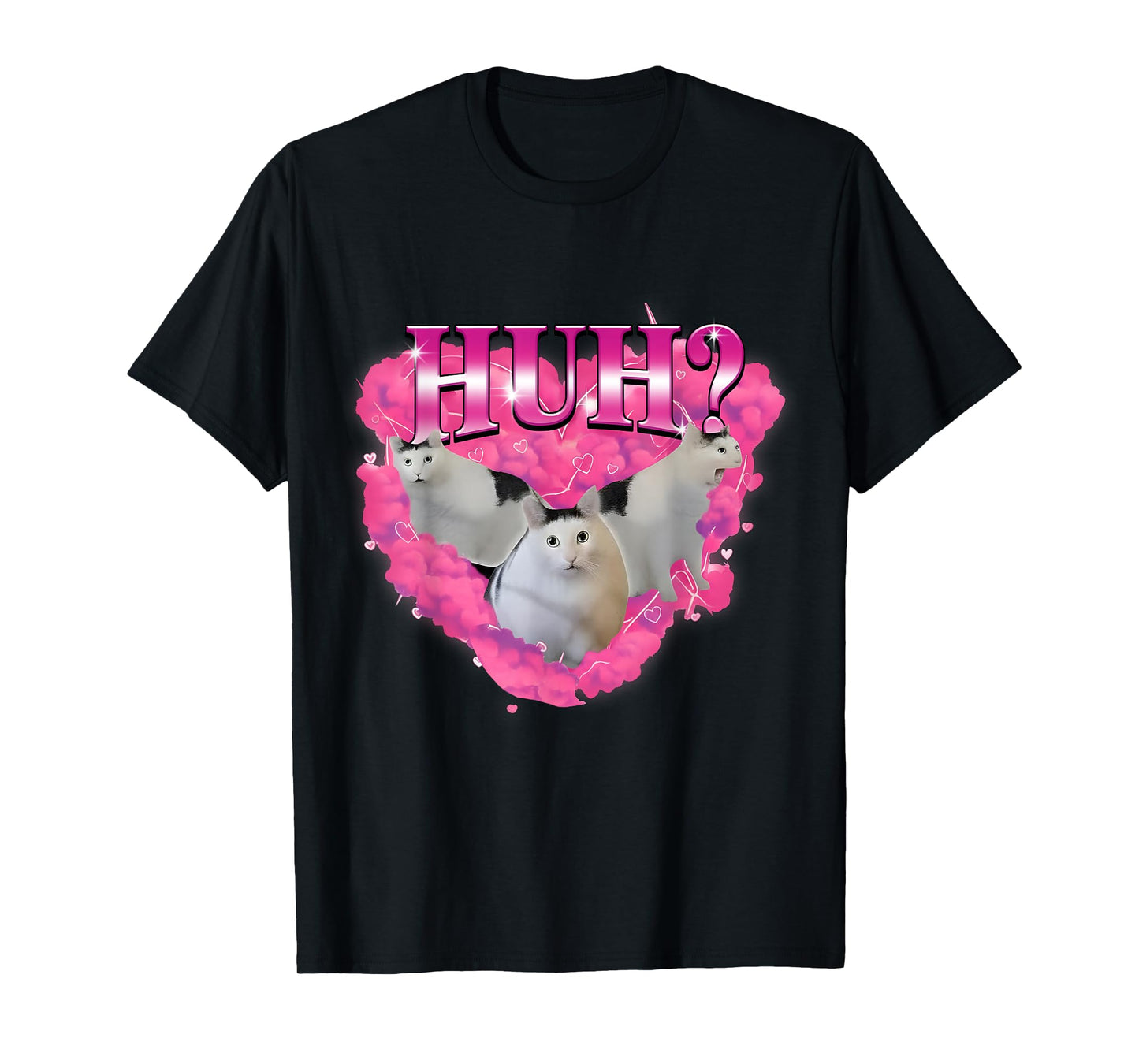 Huh Funny Dank Cat Meme Ugly Unhinged 90s Retro Vintage T-Shirt