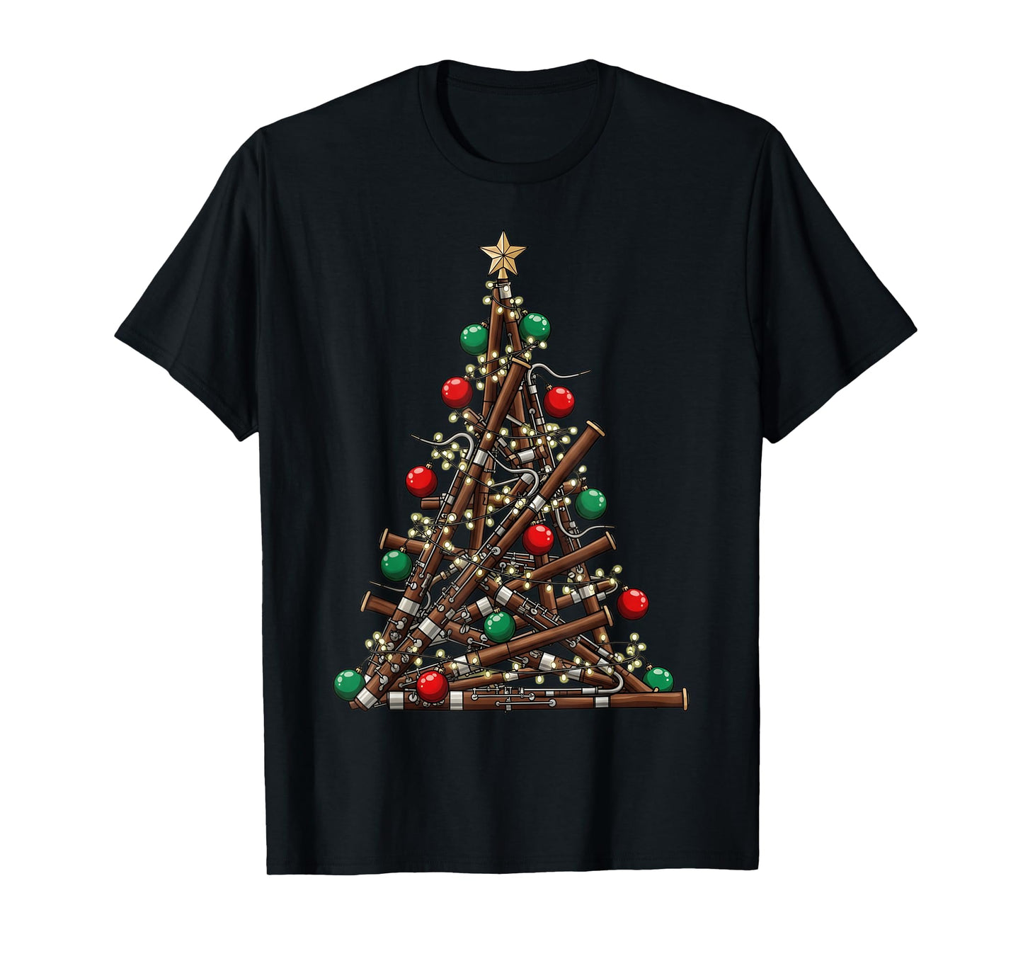 Bassoon Christmas Tree Lights Xmas Boys Men Funny Player T-Shirt