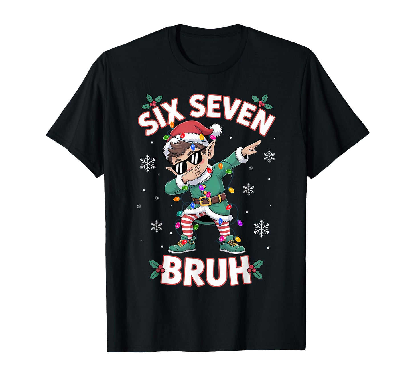 Dabbing Elf Six Seven Bruh Christmas 67 Meme Xmas Boys Kids T-Shirt