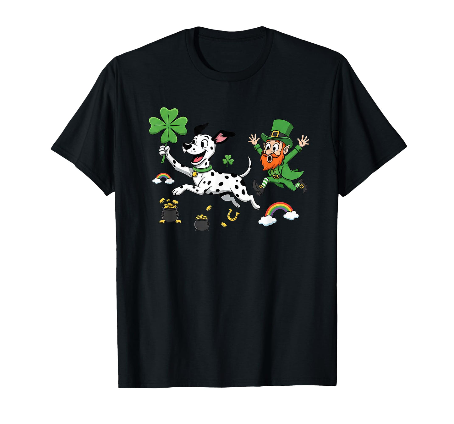 Funny Dalmatian Clover St Patricks Day Womens Mens Kids T-Shirt