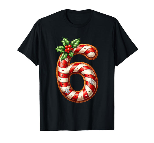 Christmas Six Seven 6 7 Meme Candy Cane Boys Girls Men Women T-Shirt