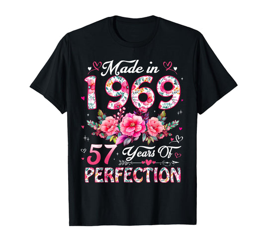57 Year Old Made in 1969 Floral 57th Birthday Women T-Shirt
