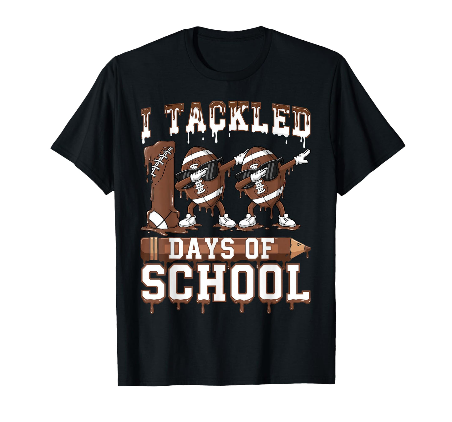 Kids 100 Days of School Boys 100th Day of School Football T-Shirt