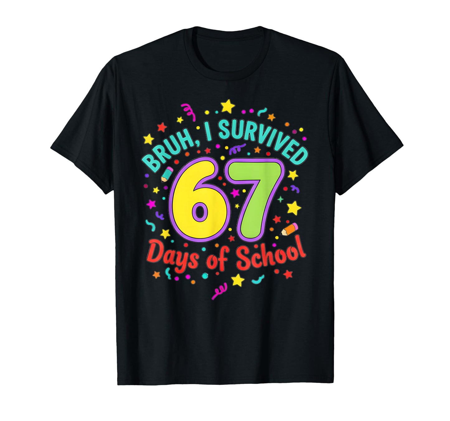 Bruh I Survived 67 Days of School Meme Kids Boys 67th Day T-Shirt