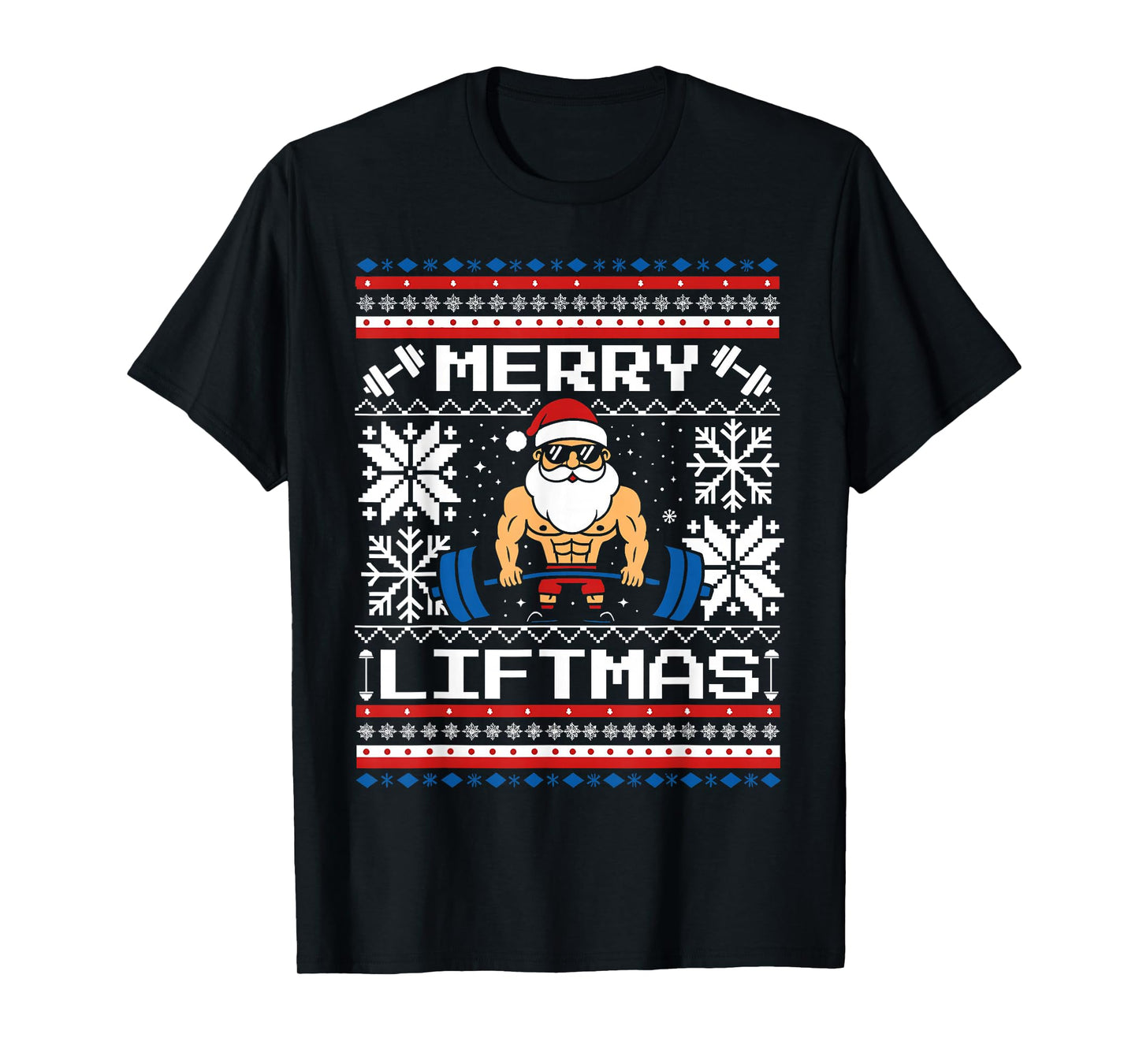 Merry Liftmas Funny Santa Claus Workout Gym Fitness T-Shirt